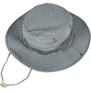Unisex light Grey Wide Brim Mesh Boonie Chin Strap Adjustable Classic Cowboy Hat